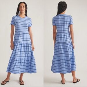 Marine Layer Sadie Vintage Slub Midi Dress Blue Striped Size XL